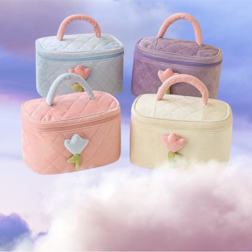 Corduroy flower travel/cosmetics bag